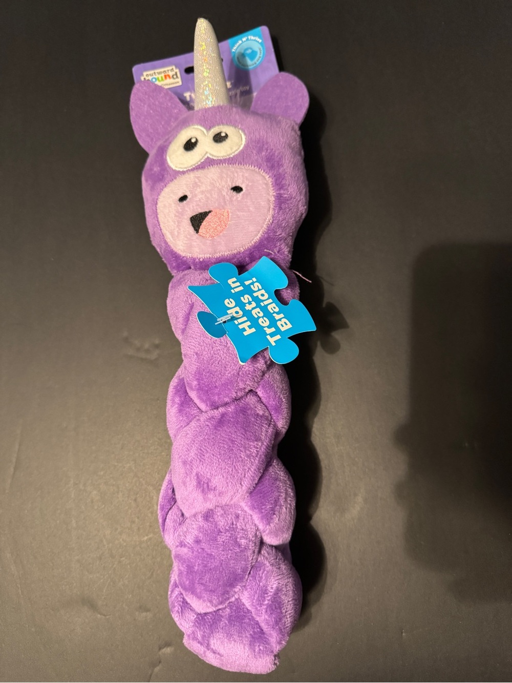 Outward Hound Purple Unicorn Squeaky Plush Hide-A-Treat Toy